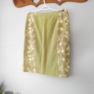 Floral Embroidered Green Skirt